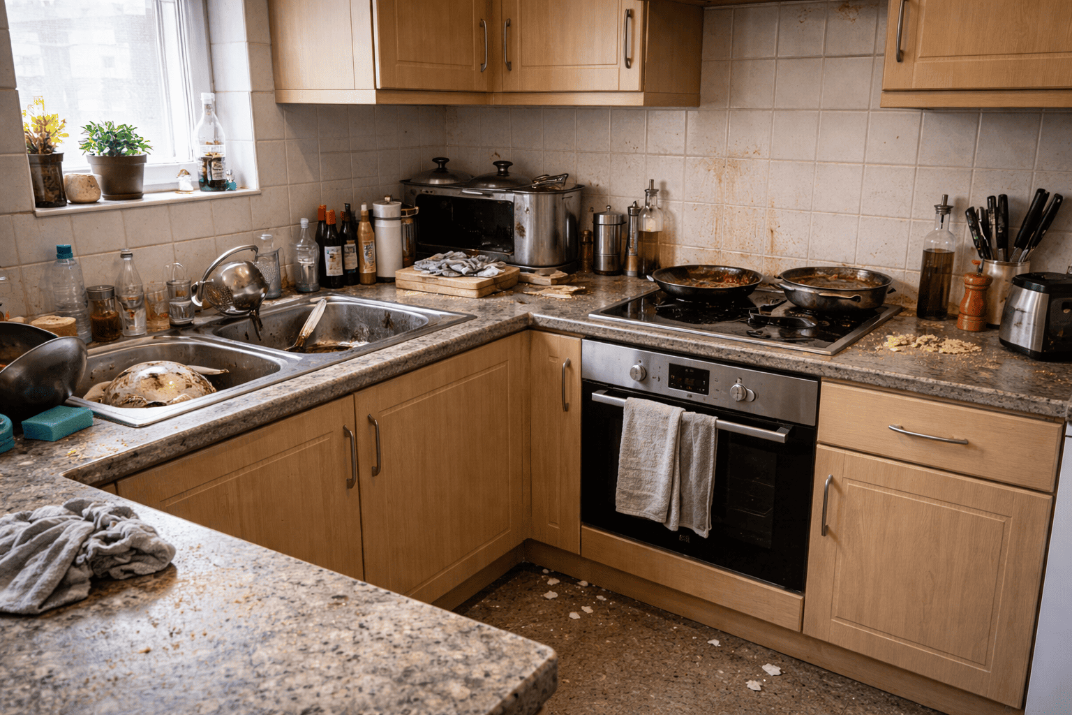 kitchen before cleaning